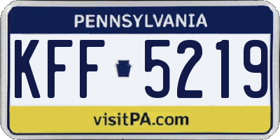 PA license plate KFF5219