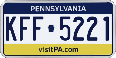 PA license plate KFF5221