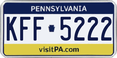 PA license plate KFF5222