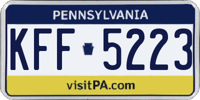 PA license plate KFF5223