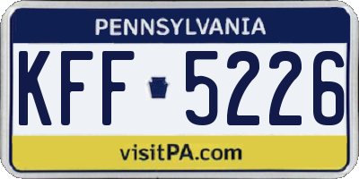 PA license plate KFF5226