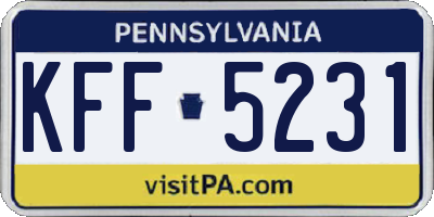 PA license plate KFF5231