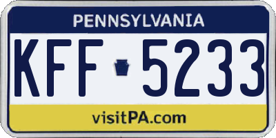 PA license plate KFF5233
