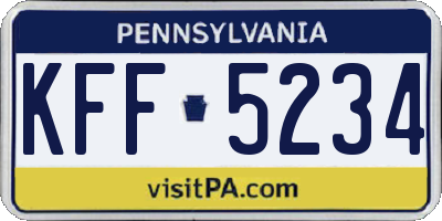 PA license plate KFF5234