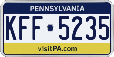 PA license plate KFF5235