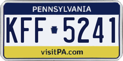 PA license plate KFF5241