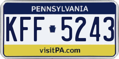 PA license plate KFF5243