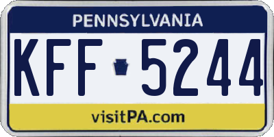 PA license plate KFF5244
