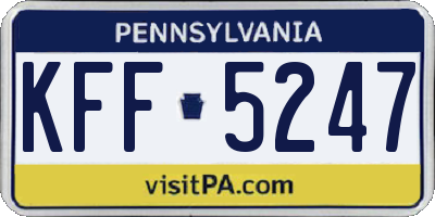 PA license plate KFF5247