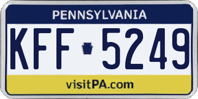 PA license plate KFF5249