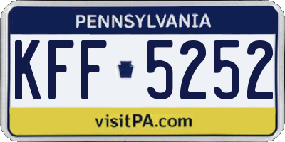 PA license plate KFF5252
