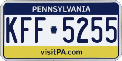 PA license plate KFF5255