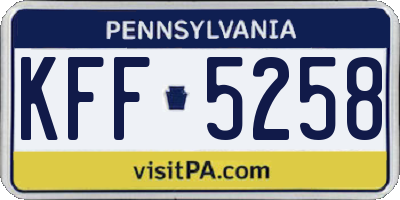 PA license plate KFF5258