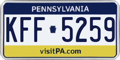 PA license plate KFF5259