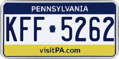 PA license plate KFF5262