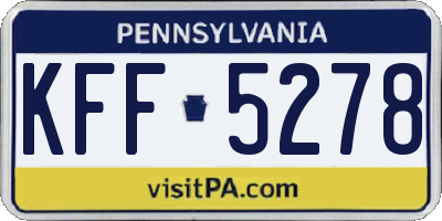 PA license plate KFF5278