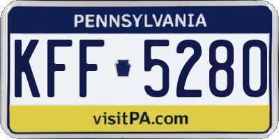 PA license plate KFF5280