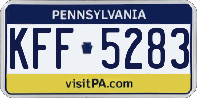 PA license plate KFF5283