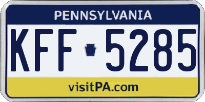 PA license plate KFF5285