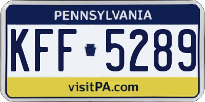 PA license plate KFF5289