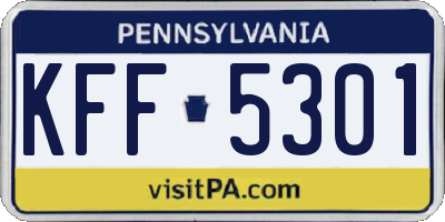 PA license plate KFF5301