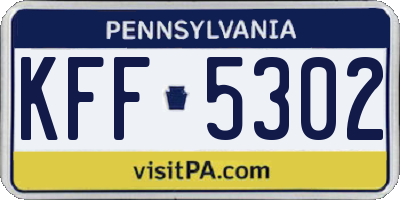 PA license plate KFF5302