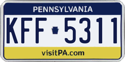 PA license plate KFF5311