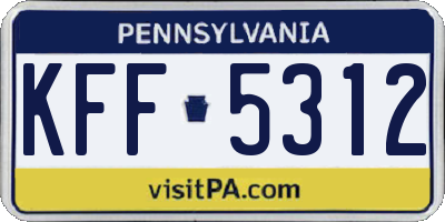 PA license plate KFF5312