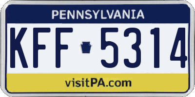 PA license plate KFF5314