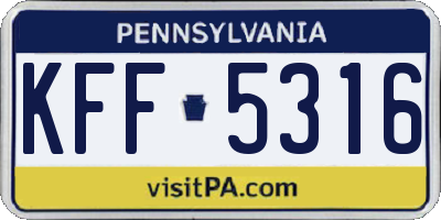 PA license plate KFF5316