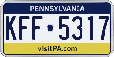 PA license plate KFF5317