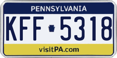 PA license plate KFF5318