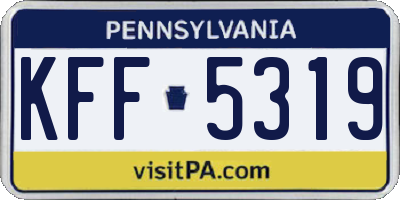 PA license plate KFF5319
