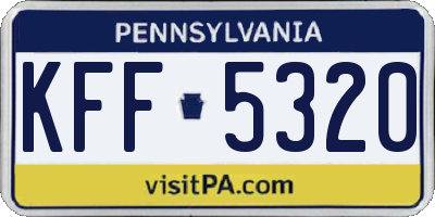 PA license plate KFF5320