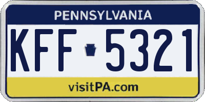 PA license plate KFF5321