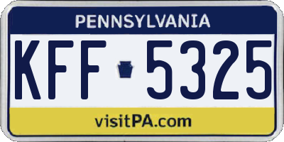 PA license plate KFF5325