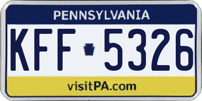PA license plate KFF5326