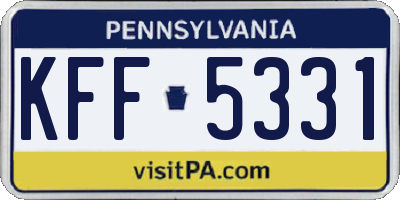 PA license plate KFF5331