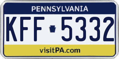 PA license plate KFF5332