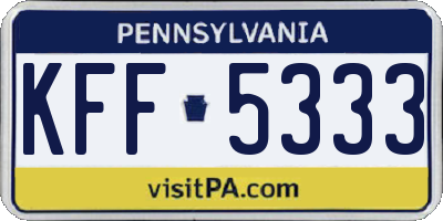 PA license plate KFF5333