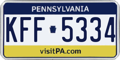 PA license plate KFF5334