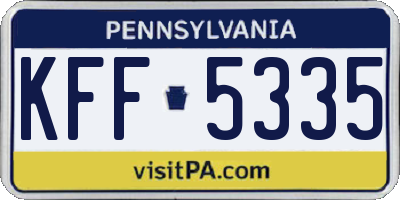 PA license plate KFF5335