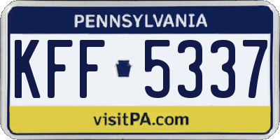 PA license plate KFF5337