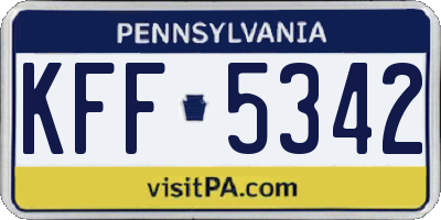 PA license plate KFF5342