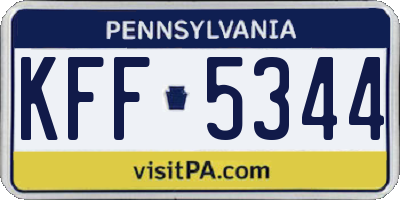 PA license plate KFF5344