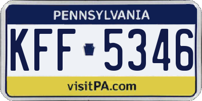 PA license plate KFF5346