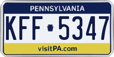 PA license plate KFF5347