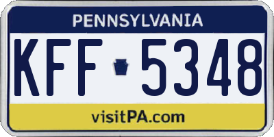 PA license plate KFF5348