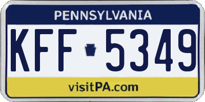 PA license plate KFF5349