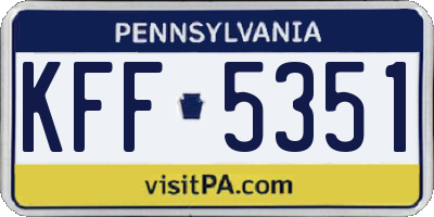 PA license plate KFF5351